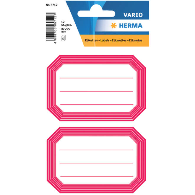Etiket HERMA 5712 82x55mm schrift rode rand 12stuks