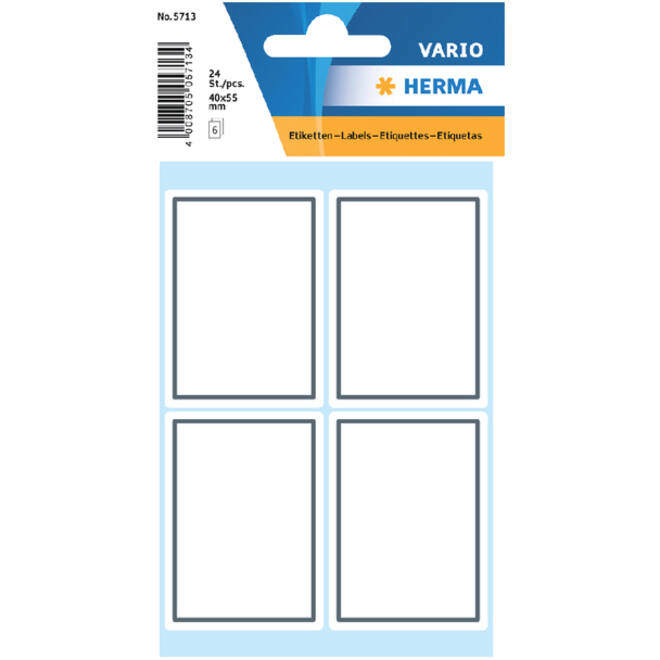 Etiket HERMA 5713 40x55mm schrift grijs kader 24stuks