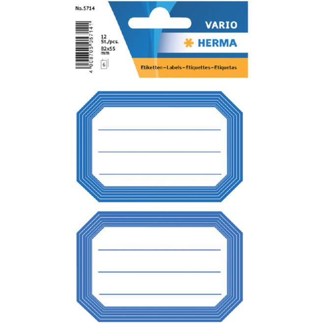 Etiket HERMA 5714 82x55mm schrift blauwe rand 12stuks