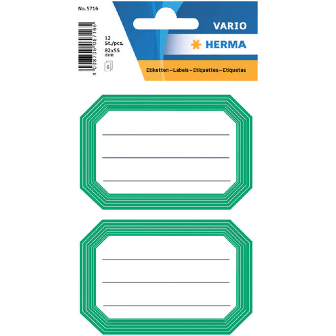 Etiket HERMA 5716 82x55mm schrift groene rand 12stuks
