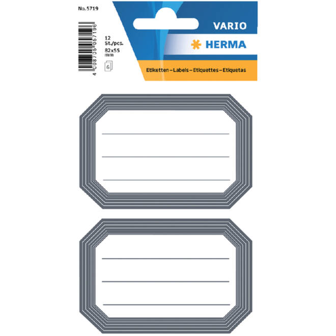 Etiket HERMA 5719 82x55mm schrift grijze rand 12stuks