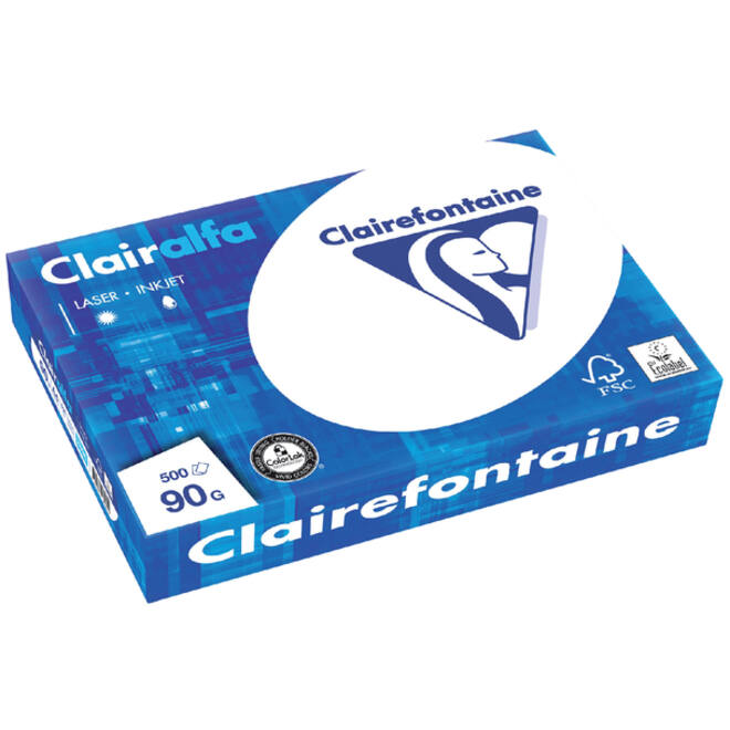 Kopieerpapier Clairefontaine Clairalfa A4 90gr wit 500vel