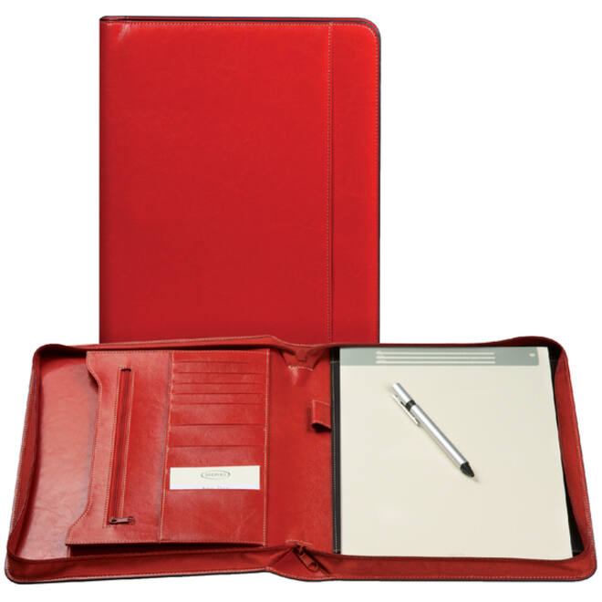 Schrijfmap Brepols Palermo luxe A4 met rits inclusief schrijfblok rood