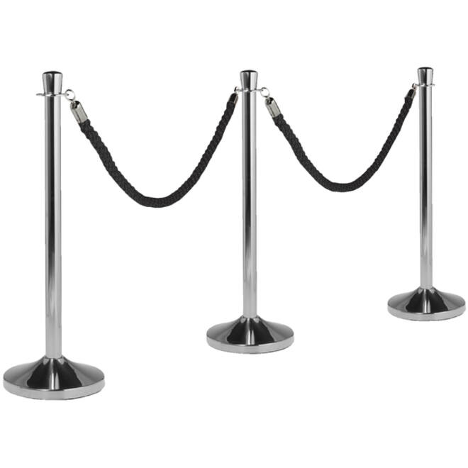 Afzetkoord Securit 150cm zwart met chroome knop