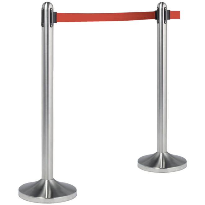 Afzetpaal Securit RVS met rolband 210cm rood