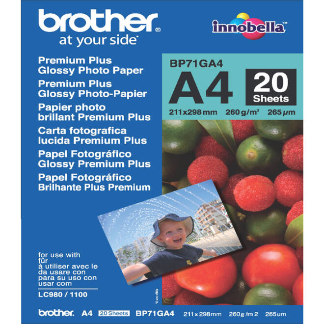 Inkjetpapier Brother Bp-71 A4 glans 260gr 20vel
