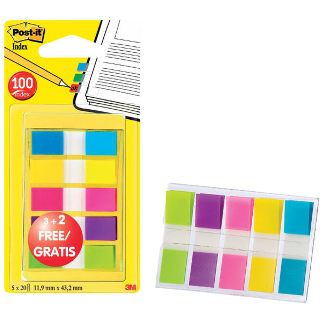 Indextabs Post-it 6835 11.9x43.1mm 3+2 gratis assorti