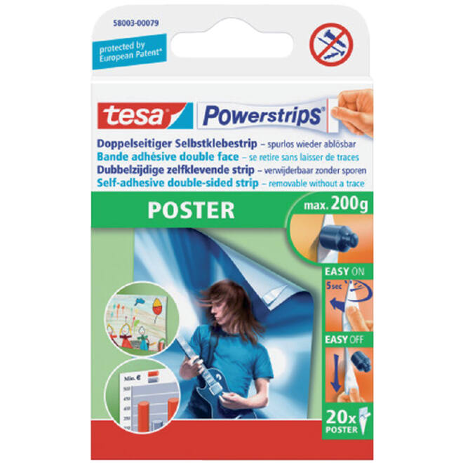 Kleefstrips tesa Powerstrips® poster dubbelzijdig 20 stuks blister