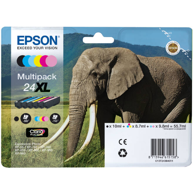 Inktcartridge Epson 24XL T2438 zwart + 5 kleuren