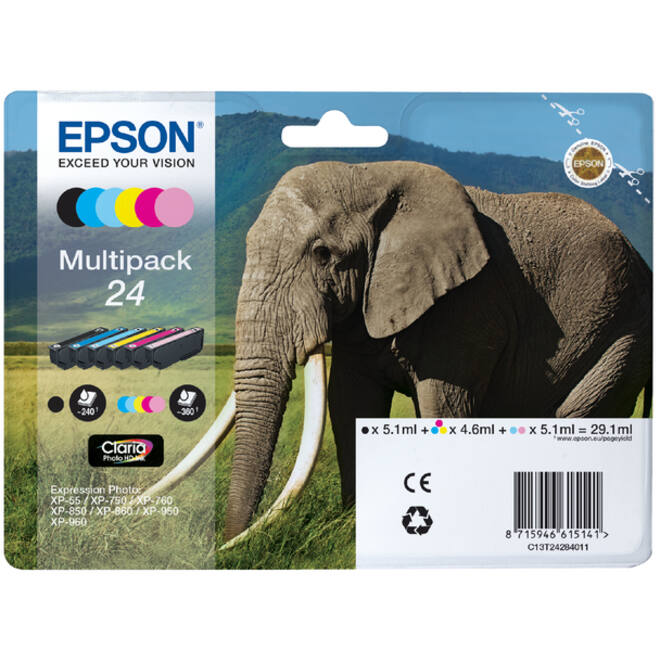 Inktcartridge Epson 24 T2428 foto HD zwart + 5 kleuren