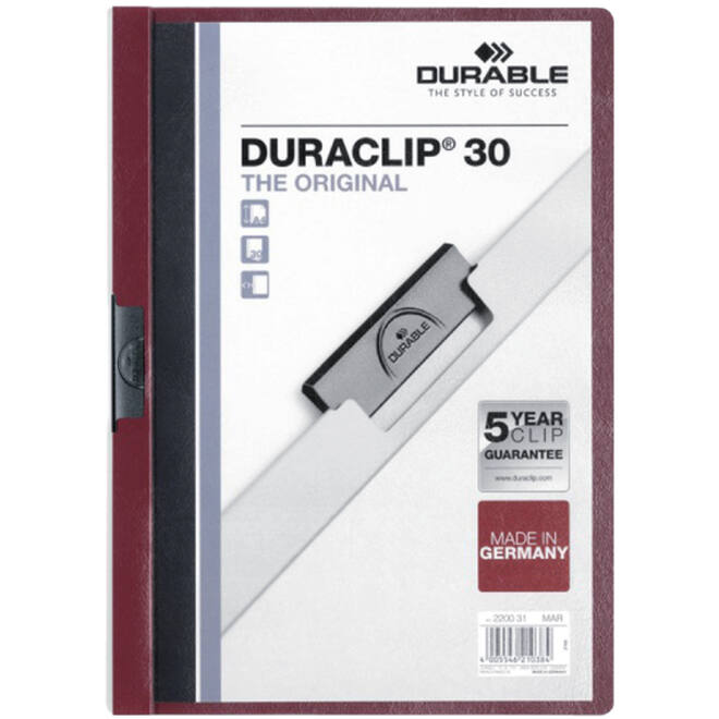 Klemmap Durable Duraclip A4 3mm 30 vellen aubergine