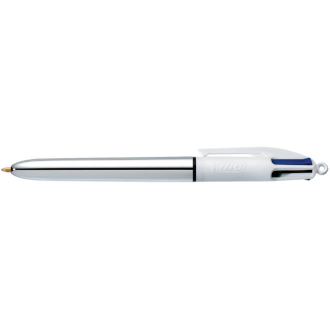 Balpen Bic 4kleuren shine medium zilver
