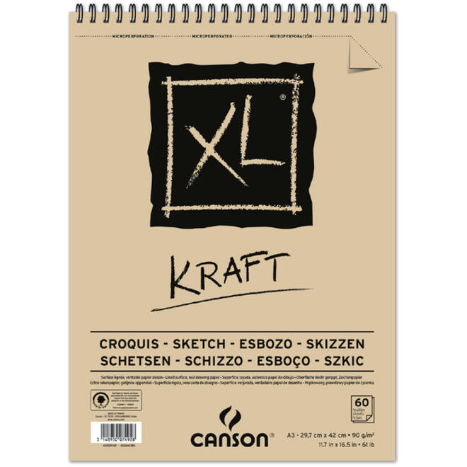 Schetsblok Canons XL Kraft A3 spiraal 60v 90gr