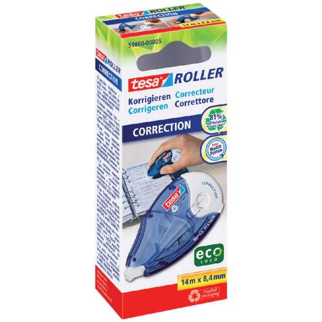Correctieroller tesa® ecoLogo® 8,4mmx14m navulbaar hangdoosje