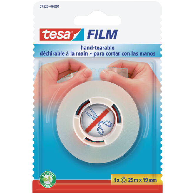 Plakband tesafilm® 25mx19mm handscheurbaar transparant