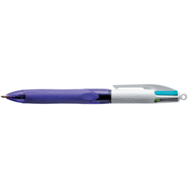 Balpen Bic 4kleuren grip fashion medium paars