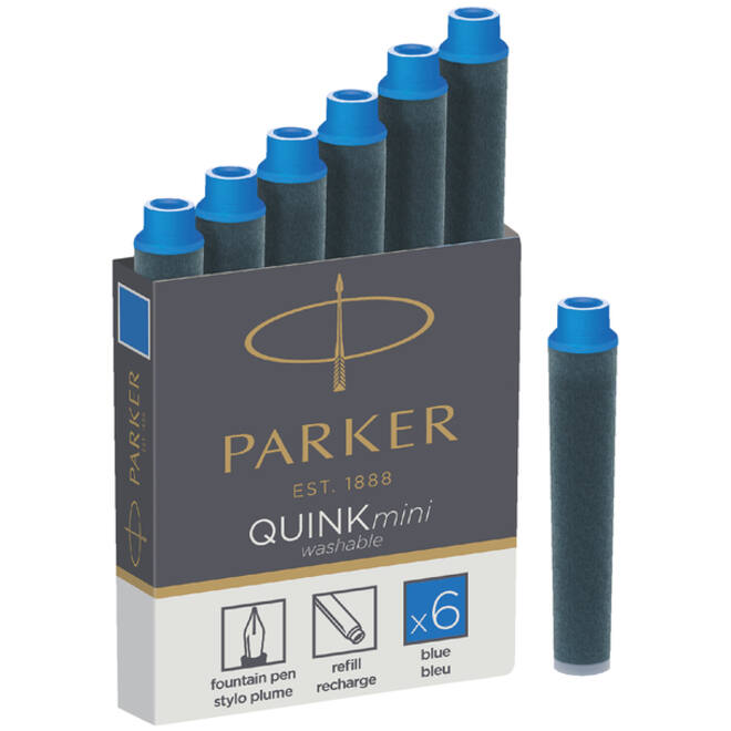 Inktpatroon Parker Quink mini tbv Parker esprit koningsblauw pak à 6 stuks