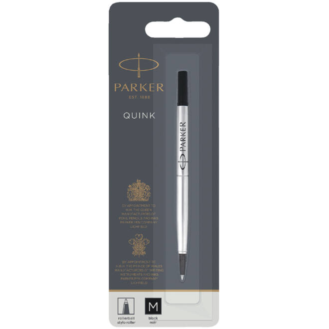 Rollerpenvulling Parker Quink medium zwart blister à 1 stuk