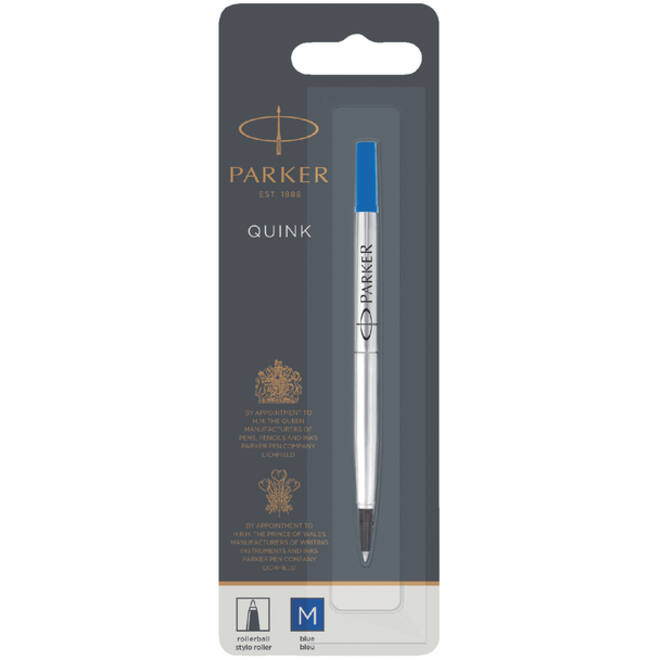 Rollerpenvulling Parker Quink medium blauw blister à 1 stuk