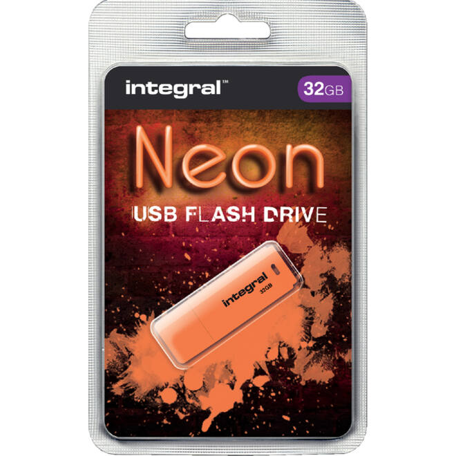 USB-stick 2.0 Integral 32GB neon oranje