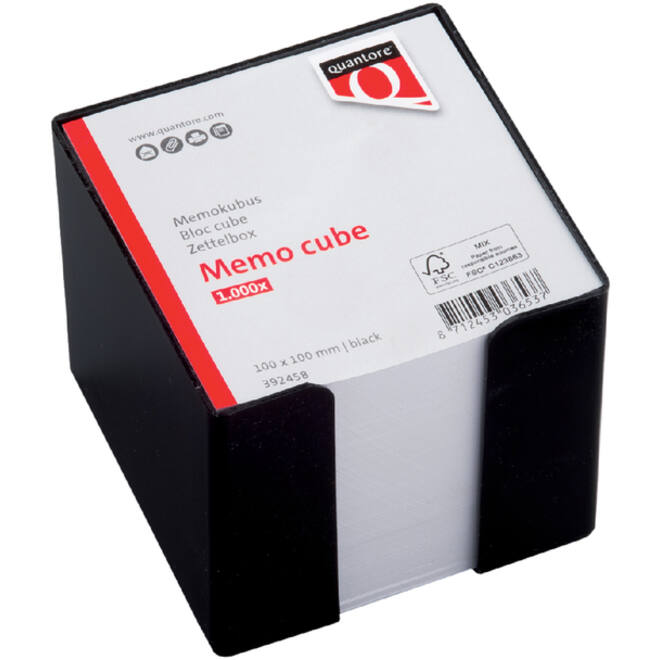 Memokubus Quantore 10x10x9cm zwart met 900vel