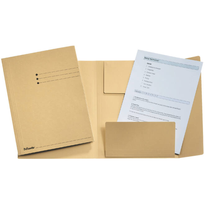 Dossiermap Esselte A4 3 kleppen manilla 275gr beige