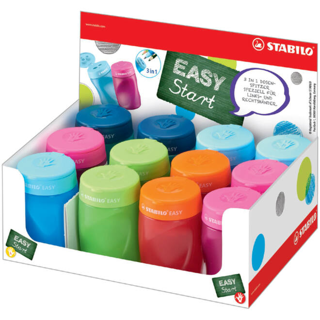 Puntenslijper STABILO Easy 4500 3 in 1 assorti in rechts- en linkshandig en in kleur