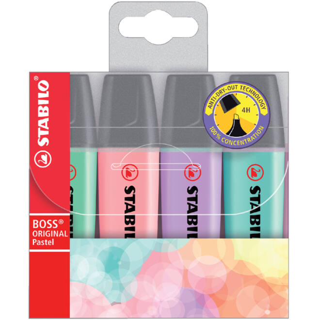 Markeerstift STABILO BOSS Original 70/4 pastel assorti etui à 4 stuks