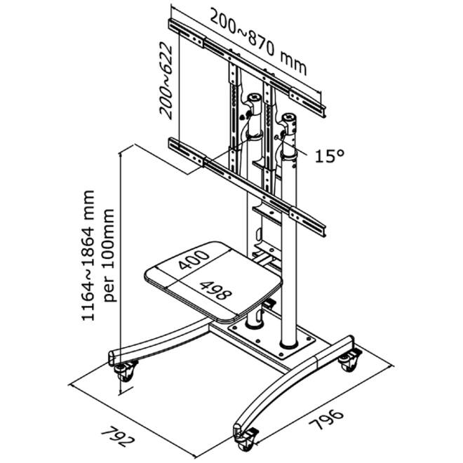 Monitormeubel Neomounts M2000E 37-85" zwart