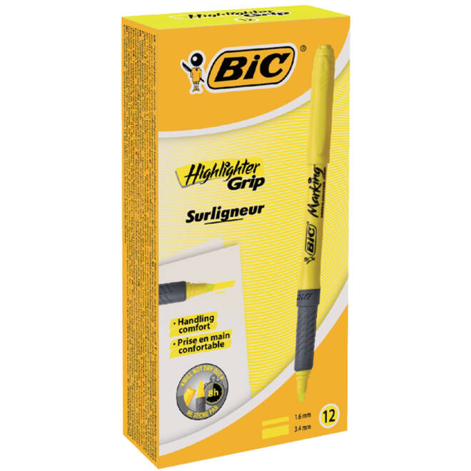 Markeerstift Bic brite liner grip geel
