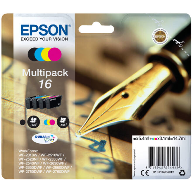 Inktcartridge Epson 16 T1626 zwart + 3 kleuren