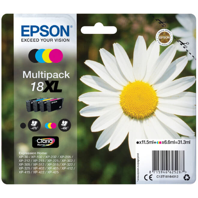Inktcartridge Epson 18XL T1816 zwart + 3 kleuren