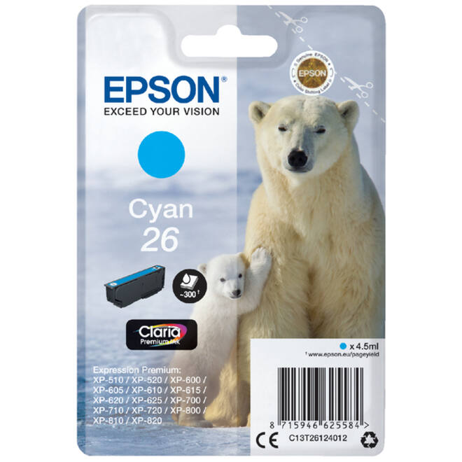 Inktcartridge Epson 26 T2612 blauw