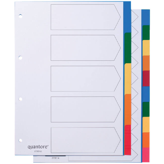 Tabbladen Quantore 4-gaats 5-delig assorti tabs PP