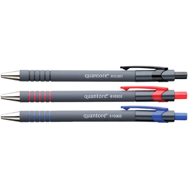 Balpen Quantore rubbergrip drukknop rood medium