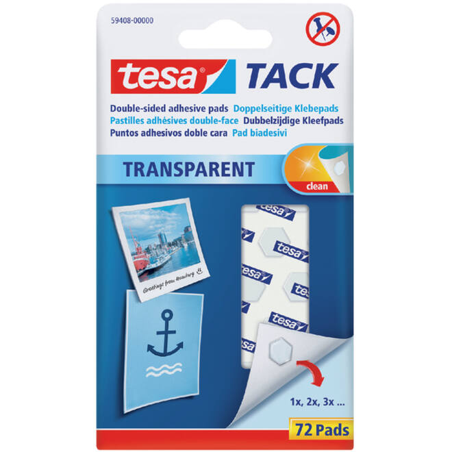 Kleefpads tesa® TACK dubbelzijdig transparant 72 stuks