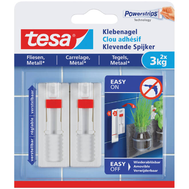Klevende Spijker tesa® tegels & metaal 3kg verstelbaar wit