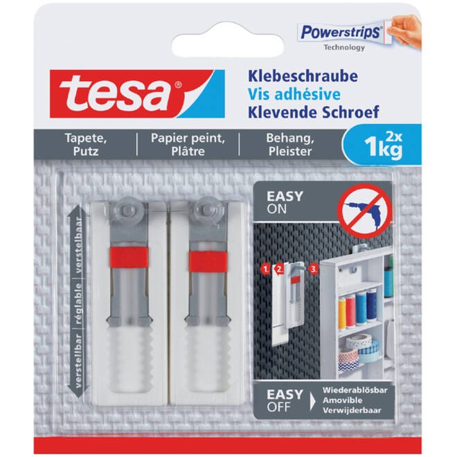 Klevende schroef tesa® behang en pleisterwerk 1kg verstelbaar wit