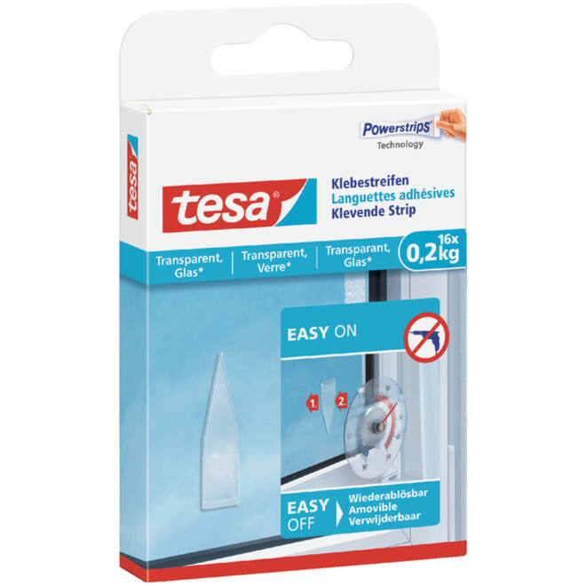 Kleefstrips tesa® dubbelzijdig transparant 0,2kg 16 stuks
