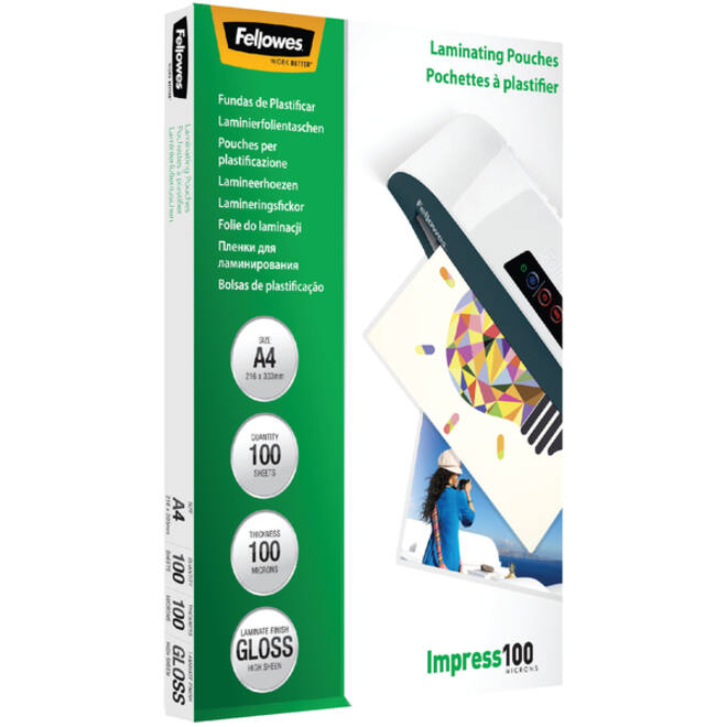 Lamineerhoes Fellowes A4 2x100micron glans 100stuks