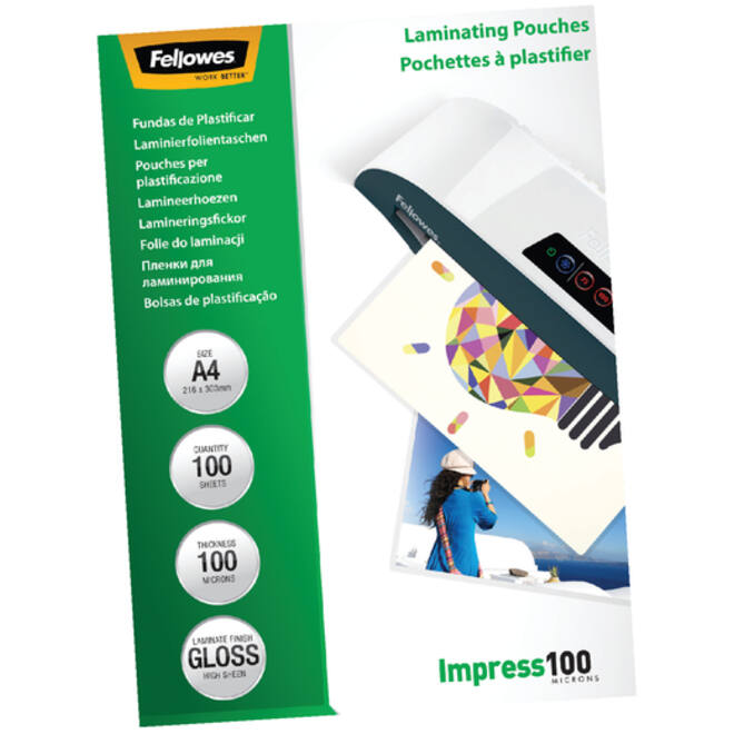 Lamineerhoes Fellowes A4 2x100micron glans 100stuks