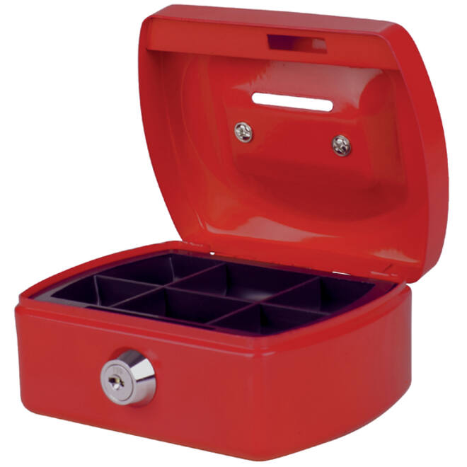 Geldkist Pavo met muntgleuf 125x95x60mm rood