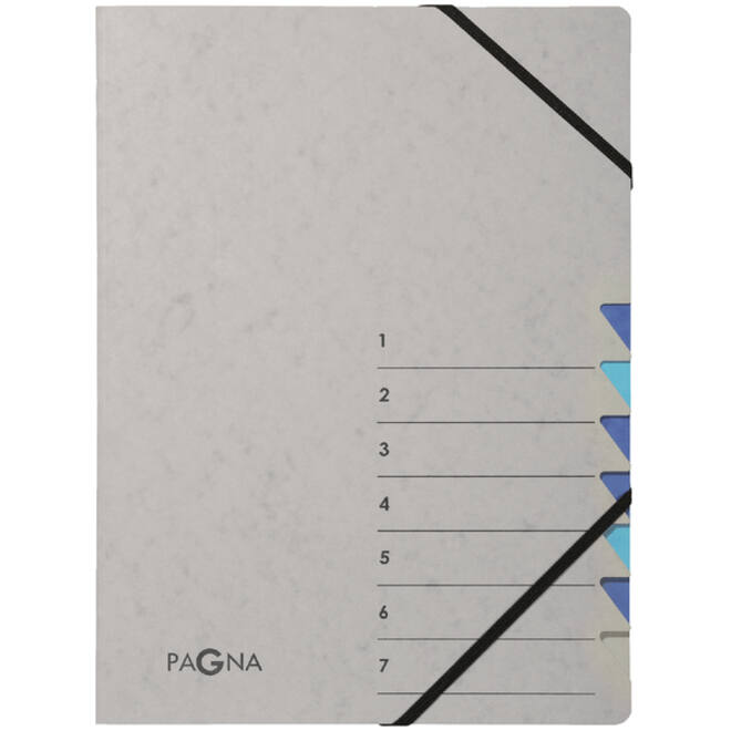 Sorteermap Pagna Easy A4 7 tabs lichtblauw / donkerblauw