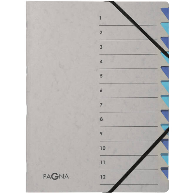 Sorteermap Pagna Easy A4 12 tabs lichtblauw/donkerblauw