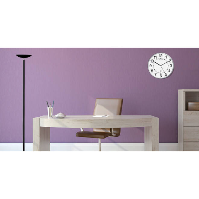 Wandklok Unilux Wave radio controlled Ø 30cm zilvergrijs/wit