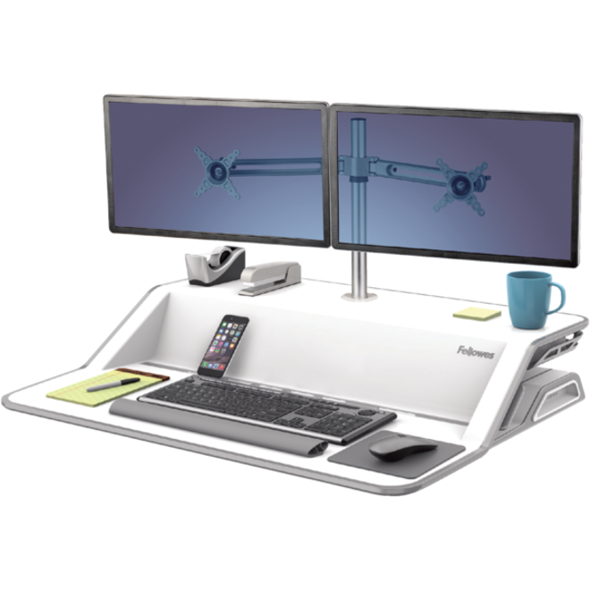 Zit-Sta monitorarm Fellowes dubbel zwart