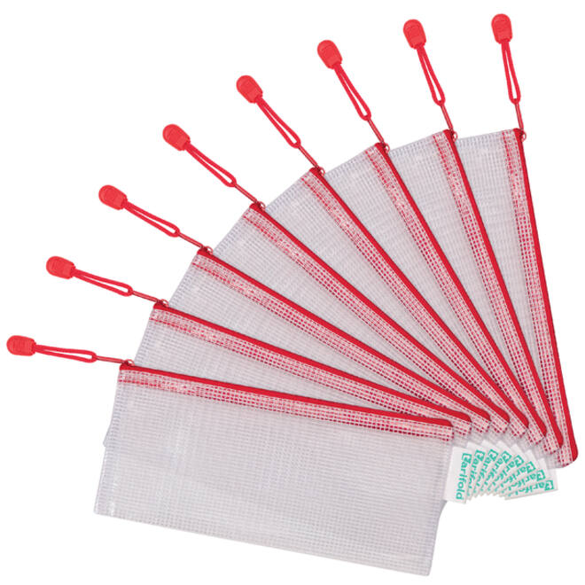 Opbergtas Tarifold met rits 250x115mm PVC rood