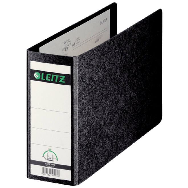 Ordner Leitz 1076 180° zonder sleuven en randbeschermers 77mm karton A5 zwart