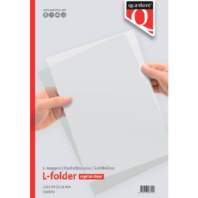 Insteekmap L-model Quantore A4 PP 0.18mm glad 25 stuks