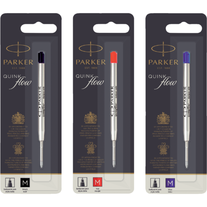 Balpenvulling Parker Quinkflow medium blauw blister à 1 stuk